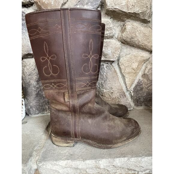 VTG Valverde Del Camino Spanish Riding Boots 40 Brown Leather Tall Equestrian - Picture 2 of 14